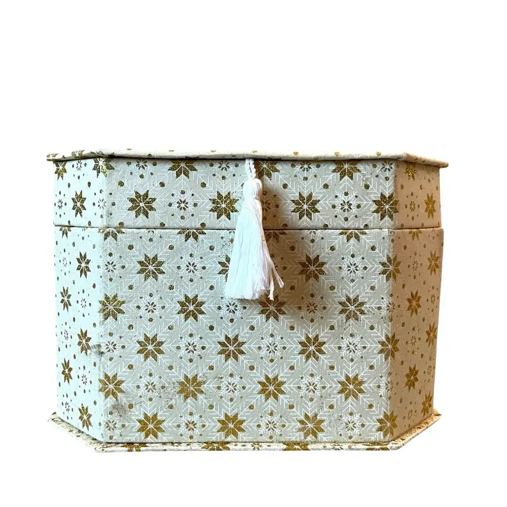 Christmas Gift Boxes w/ Lids Ribbon 4pc Premium Holiday Gift Wrap Green Gold NEW